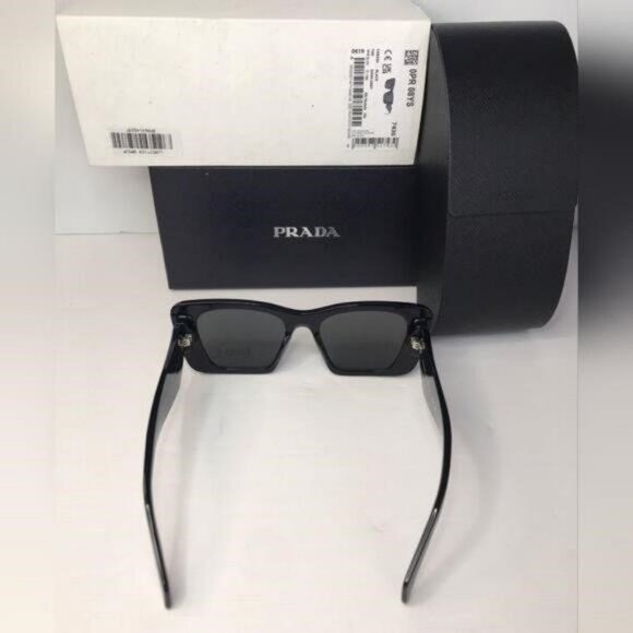 Authentic New Prada PR - 08YS 1AB5S0 Sunglasses Women's Black Dark Grey Butterfl - Picture 10 of 11